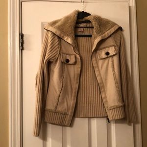 Tan zippered sweater jacket